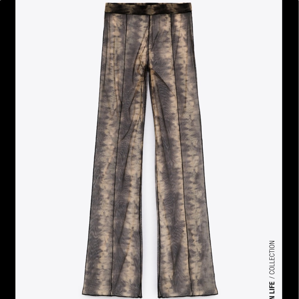 Zara print tulle stretching mesh pants, snake print